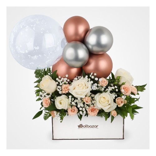 Rose Gold Flower and Balloon Box